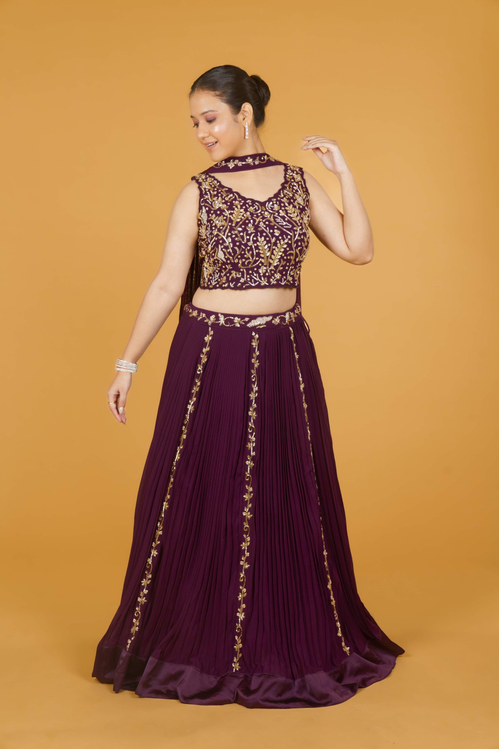 Wine Color Lehenga